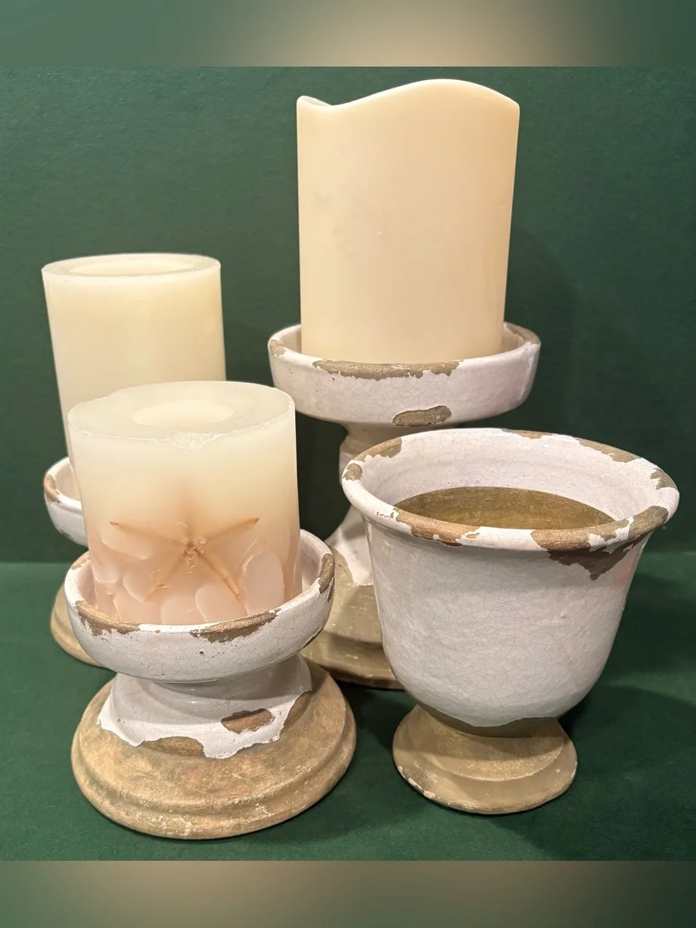Pottery Barn Tuscan Glaze 3-tier Terracotta Pillar Candle Holder & Pedestal Plan